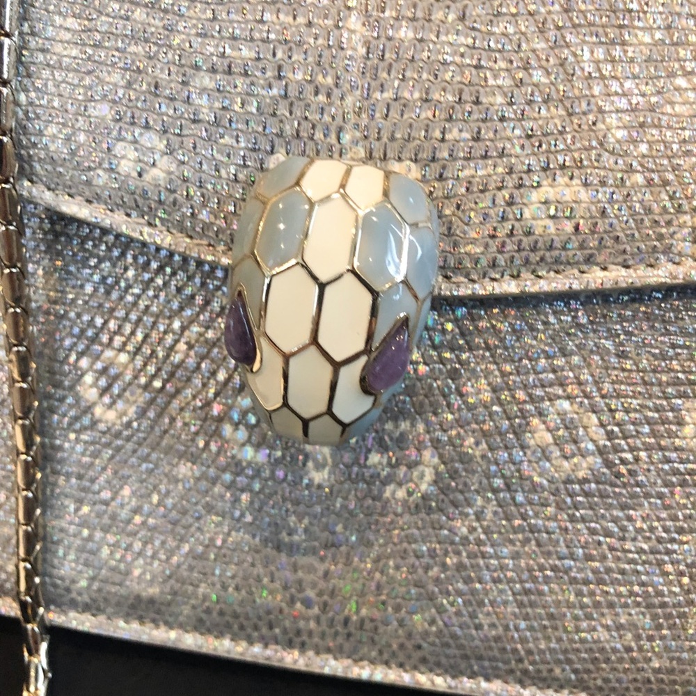 Bvlgari Lizard Metallic Serpenti Flap Chain Clutch - Picture 4 of 8
